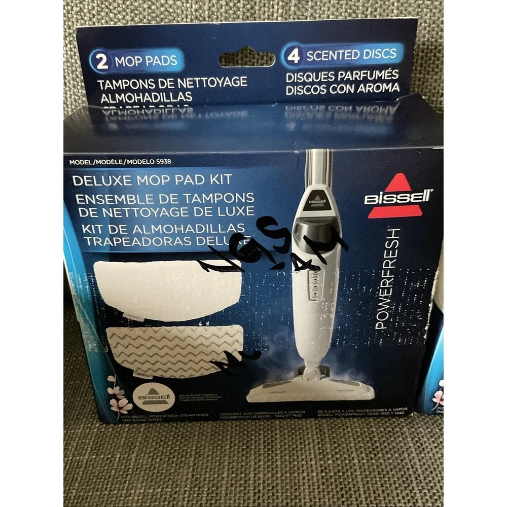 Lot Bissell Power Fresh 5938 Steam Mop Pad Kits - 4 Pads Total & 8 Scented Discs